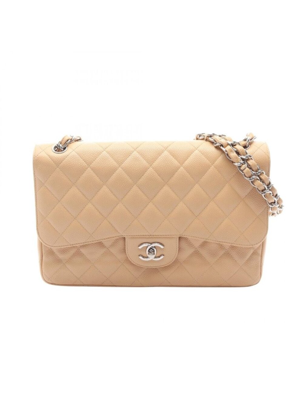 Chanel Shoulder Bag Maxi Quilted 30 Classic Large Double Flap Beige Caviar